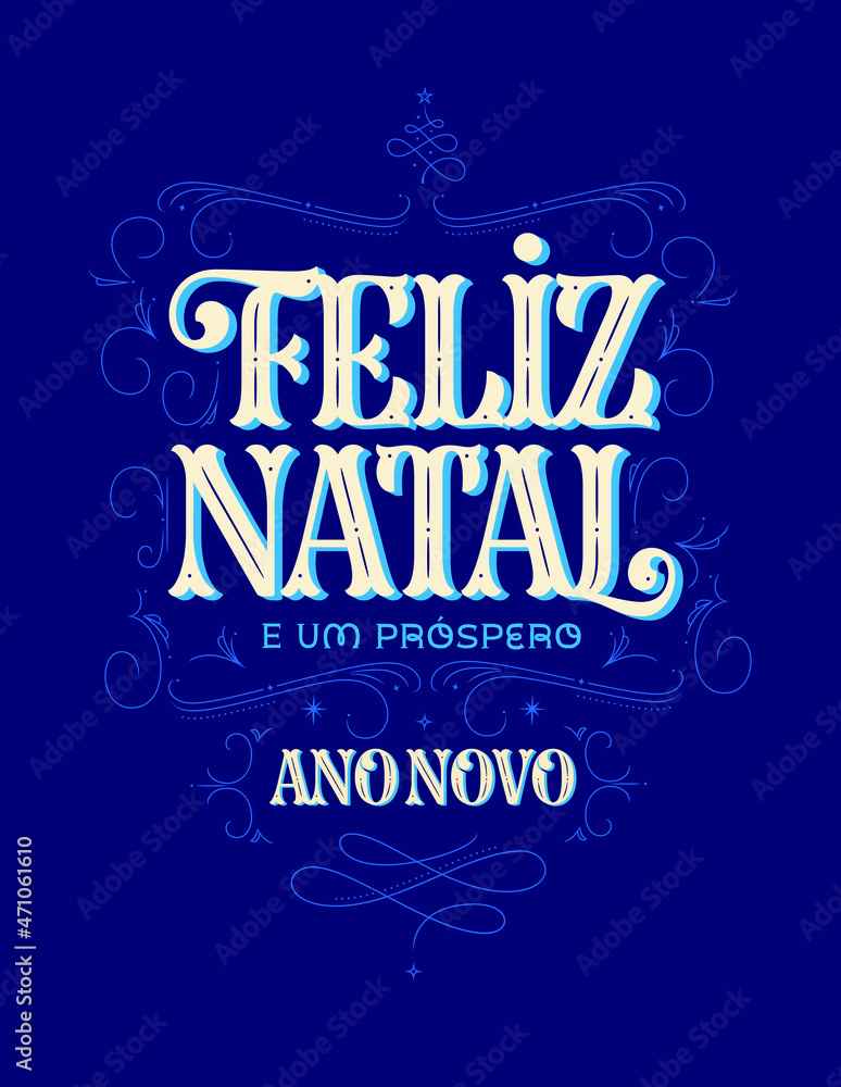 Fototapeta premium Cartão Feliz Natal e Próspero Ano Novo