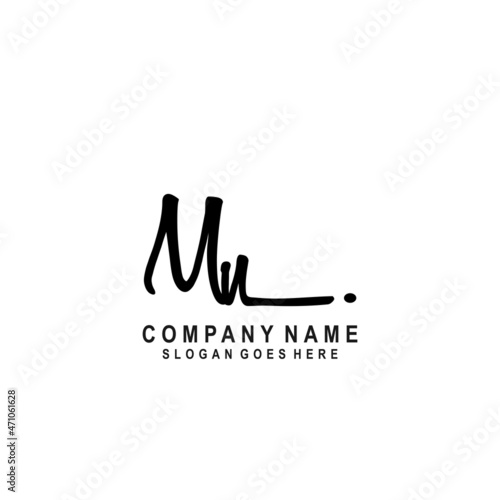 Initial letter MN Signature handwriting Logo Vector