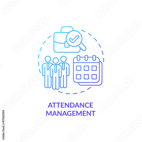 Attendance management blue gradient concept icon. Tracking discipline at work. Control productivity. Employee monitoring abstract idea thin line illustration. Vector isolated outline color drawing