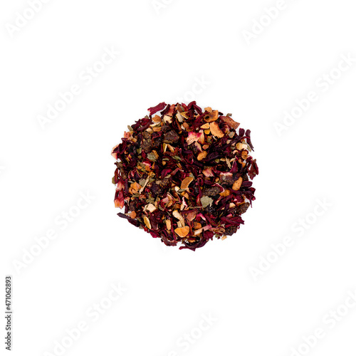 pile of refresh blend tea isolated on white background