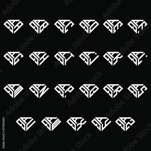 AQA to AQZ letter logo creative design, Multiple triple letter logo design