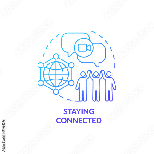 Staying connected blue gradient concept icon. Things to consider when moving abstract idea thin line illustration. Communicate with family online. Vector isolated outline color drawing