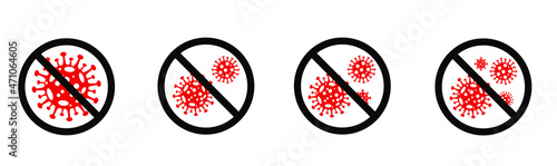 Coronavirus icon set. Covid 19. Virus stop sign. Covid 19 Icon Symbols Black and Outline