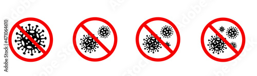 Coronavirus icon set. Covid 19. Virus stop sign. Covid 19 Icon Symbols Black and Outline