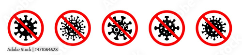 Coronavirus icon set. Covid 19. Virus stop sign. Covid 19 Icon Symbols Black and Outline