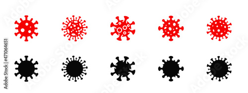Coronavirus icon set. Covid 19. Virus stop sign. Covid 19 Icon Symbols Black and Outline
