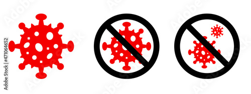 Coronavirus icon set. Covid 19. Virus stop sign. Covid 19 Icon Symbols Black and Outline