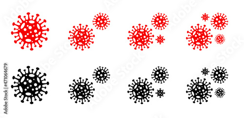Coronavirus icon set. Covid 19. Virus stop sign. Covid 19 Icon Symbols Black and Outline