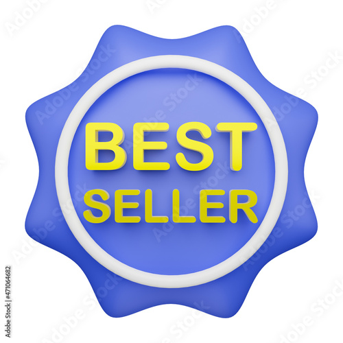 3d rendering best seller text label icon