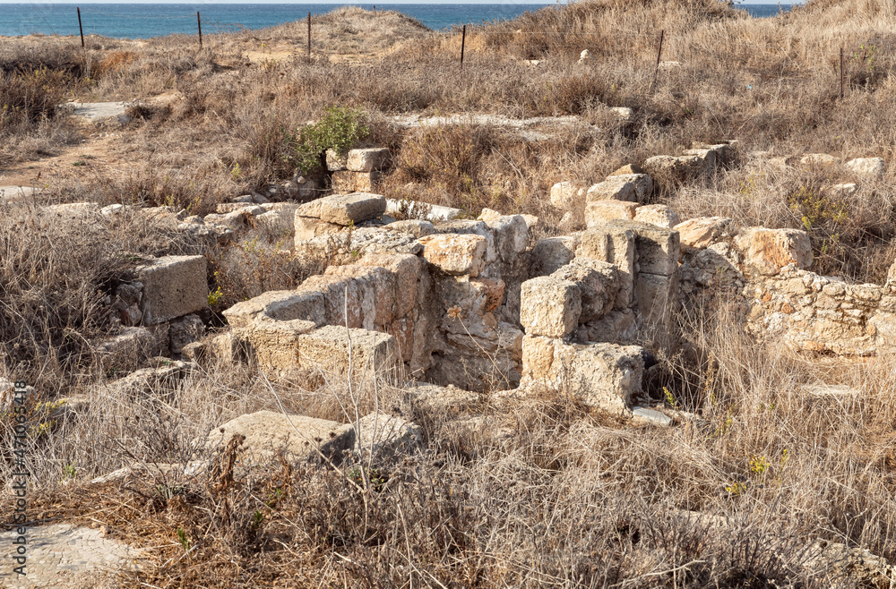 Excavations of the ancient Phoenician city Tel Shikmona, on the shores ...