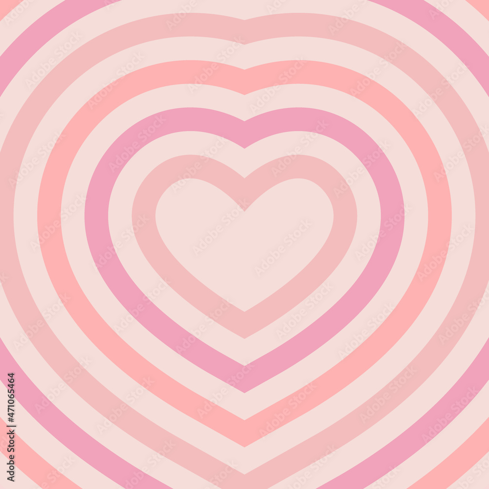 Heart-shaped concentric stripes vector background. Girlish romantic surface  design. Pink aesthetic hearts backdrop. Stock Vector | Adobe Stock