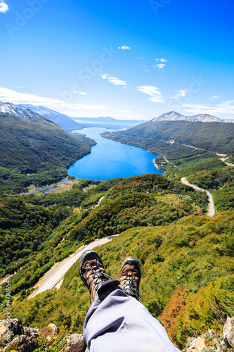 View of Lake Escondido in summer, Ushuaia Patagonia