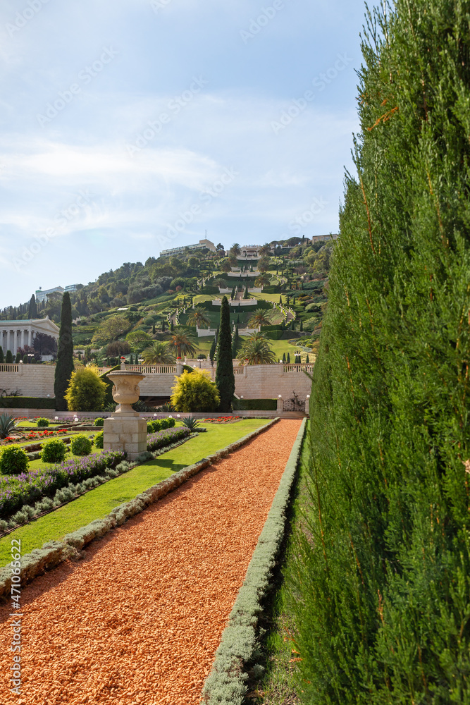 The majestic beauty of the Bahai Garden, located on Mount Carmel in the city of Haifa, in northern Israel The majestic beauty of the Bahai Garden, located on Mount Carmel in the city of Haifa, in northern Israel