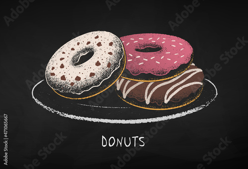 Chalk drawn vector illustration of Donuts
