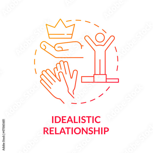 Partner idealizing concept icon. Ignoring abuse and hostile attitude. Interchange expectations from relationships abstract idea thin line illustration. Vector isolated outline color drawing