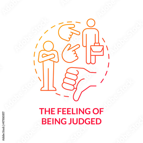 Judgement feeling concept icon. Toxic criticism. Anxiety and low self confidence. Social condemnation abstract idea thin line illustration. Vector isolated outline color drawing