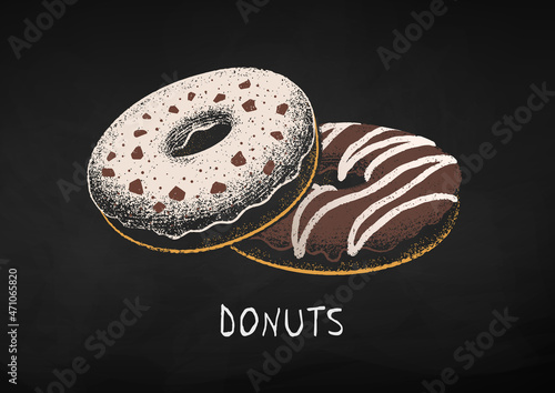 Chalk drawn vector illustration of Donuts