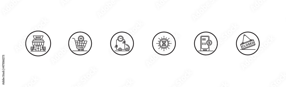 E-commerce icon set. Shopping icons set. Online shopping thin line icons. Stock vector.