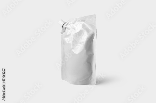 Blank White doypack mockup template isolated on white background. 3d rendering.