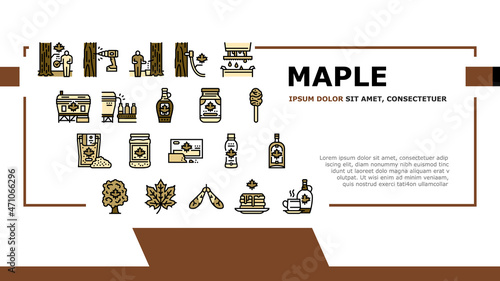Maple Syrup Delicious Liquid Landing Web Page Header Banner Template Vector. Sap For Collection, Equipment For Filtration And Bottling On Factory Conveyor . Tasty Sweet Ingredient Pancake Illustration