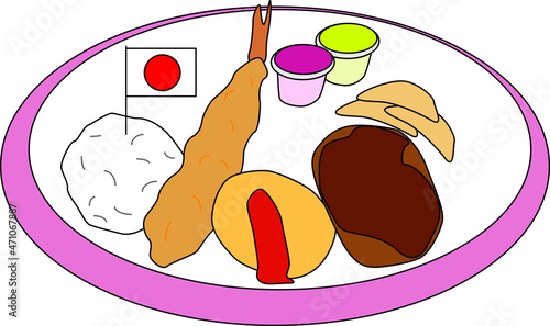 お子様ランチのイラスト素材「ピンク」