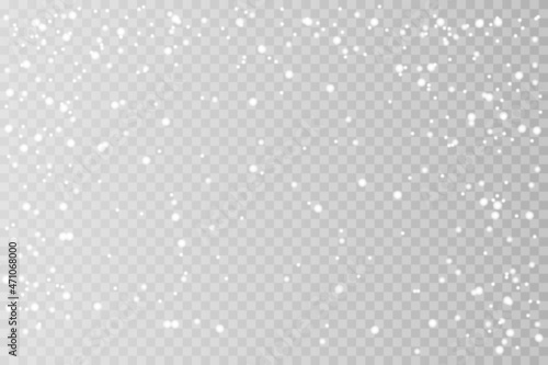 Falling Christmas Shining transparent beautiful, little snow isolated on transparent background. Snow flakes, snow background. Vector heavy snowfall, snowflakes in different shapes and forms.