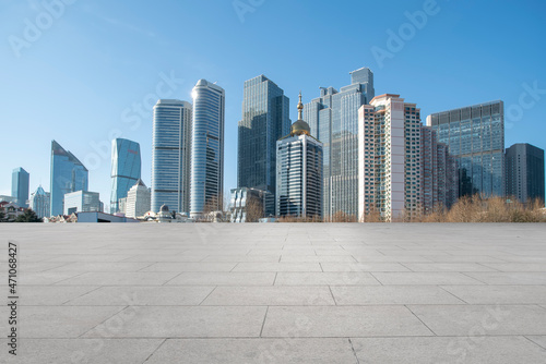 Road ground and urban architectural landscape