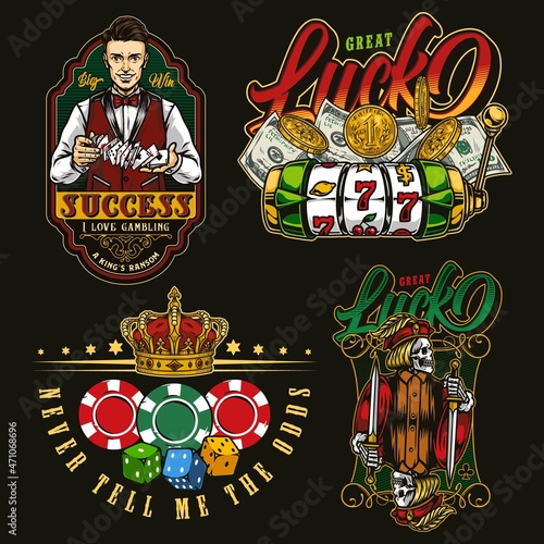 Gambling colorful vintage labels