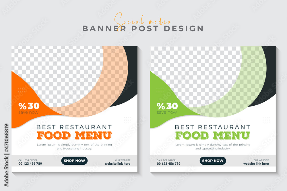 Healthy Food menu and restaurant social media promotion banner template Design. Healthy Food menu and restaurant social media promotion banner template Design.