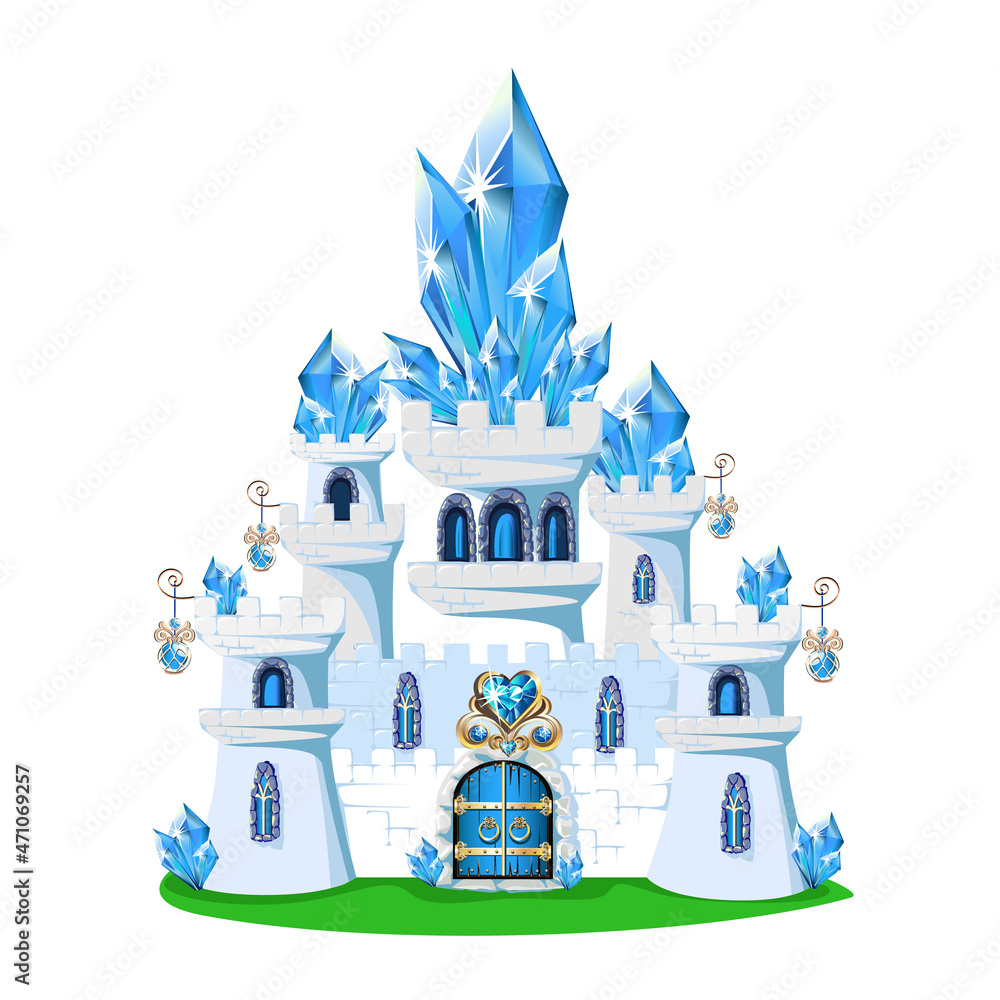 Fairy tale blue castle for a beautiful princess and prince with towers ...