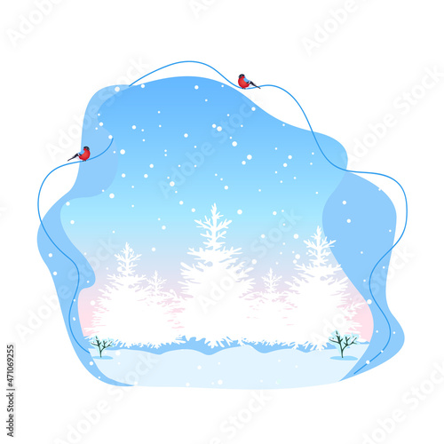Abstract winter background with in a minimalist style. Vector illustration template for postcard, flyer or poster. Winter fairy tale. Christmas mood.