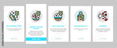 Immune System Disease And Treat Onboarding Mobile App Page Screen Vector Thymus Of Immune And Antibodies, Active And Passive Immunity, Autoimmunity And Macrophage Blood Cell. Health Illustrations