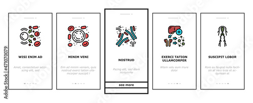 Immune System Disease And Treat Onboarding Mobile App Page Screen Vector Thymus Of Immune And Antibodies, Active And Passive Immunity, Autoimmunity And Macrophage Blood Cell. Health Illustrations