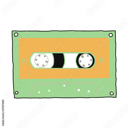 カセットテープ緑オレンジ