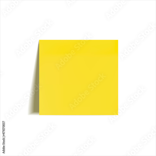 3D square bright yellow sticker isolated on white background, realistic 3D illustration.