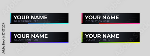 Lower Third TV News Bars Set Vector. News alerts, video streaming. Breaking, fake, sports news, name, title. Interface mark. Vector illustration.