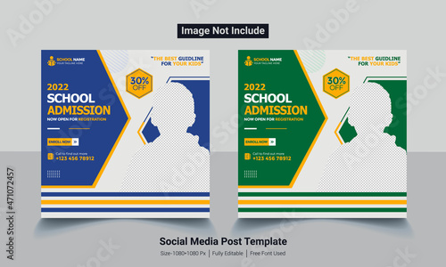  School admission social media post & back to school web banner template social media post banner template Design.
