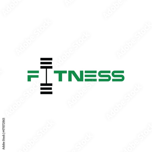 fitness word logo vector barbell template