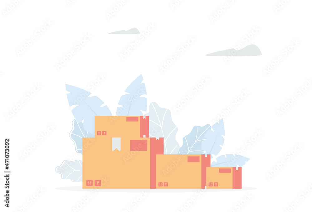 Post cardboard boxes. Cargo boxes. Delivery concept. Modern style vector illustration Post cardboard boxes. Cargo boxes. Delivery concept. Modern style vector illustration
