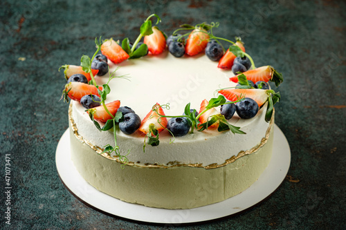 Wonderful decorative cake with fresh berries