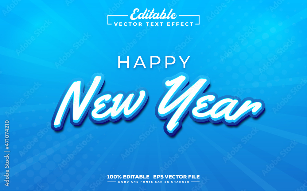 Happy new year editable text effect 3d style