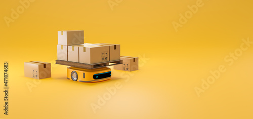 yellow theme of AGV vehicle, 3d illustration rendering  photo