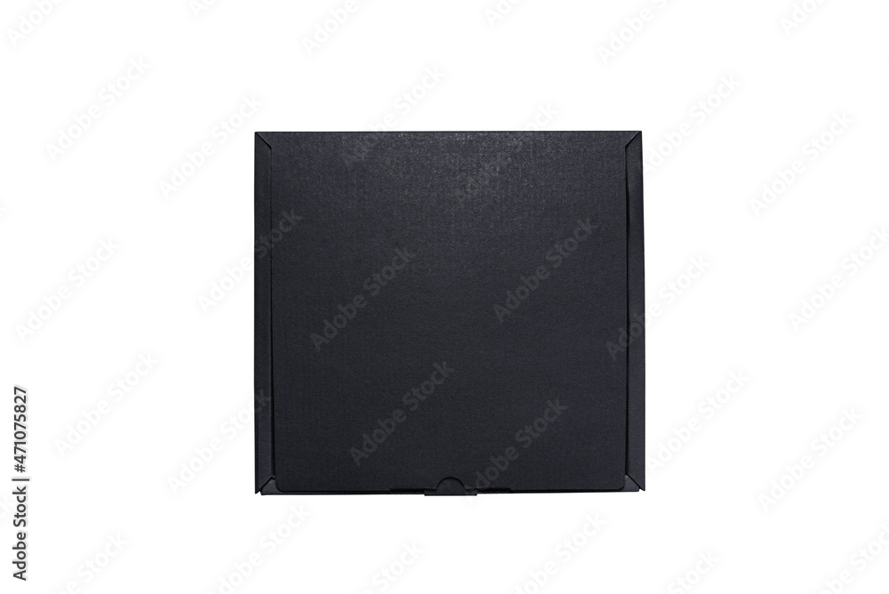 Black carton cardboard box top view, isolated Black carton cardboard box top view, isolated
