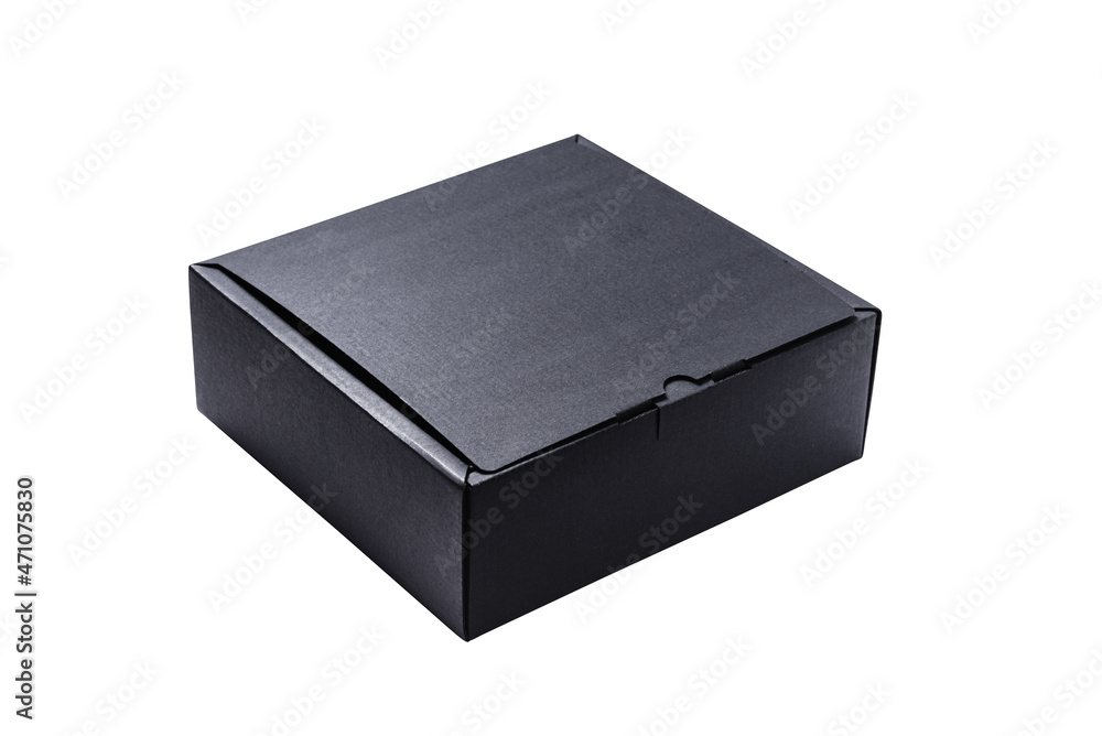 Black carton cardboard box top view, isolated Black carton cardboard box top view, isolated