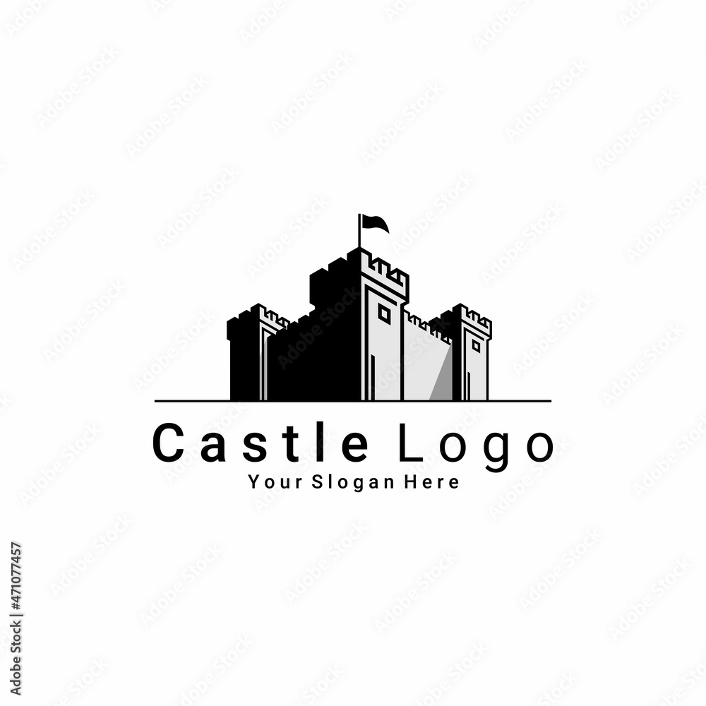 vector illustration of castle logo on white background