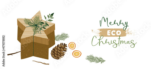 Merry Eco Christmas recycled star gift box card