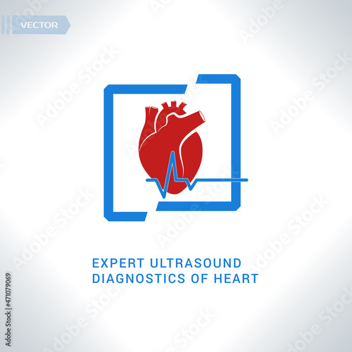 Cardiology center logo.. Heart vector logo.  Health care logo.