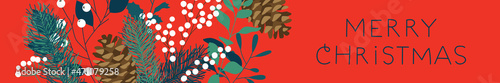 Christmas New Year winter nature leaf banner