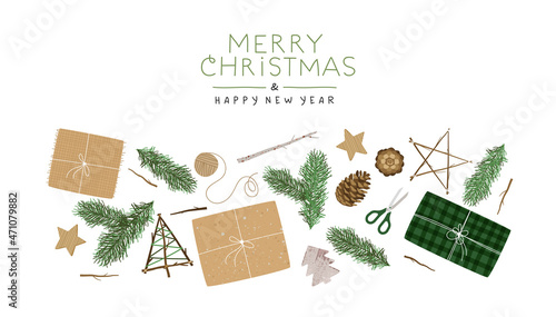 Christmas New Year recycled paper gift box card