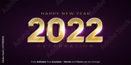 2022 New Year Eve Bash with editable number gold effect on dark background